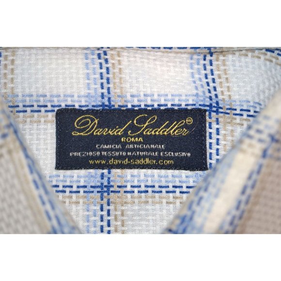 DAVID SADDLER‎ Men's Long Sleeve Spread Collar Dress Shirt SIZE MEDIUM - Picture 7 of 7